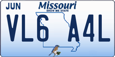 MO license plate VL6A4L