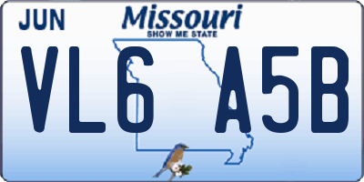 MO license plate VL6A5B