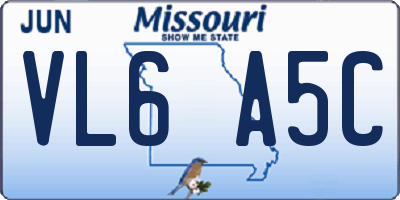 MO license plate VL6A5C