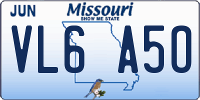 MO license plate VL6A5O