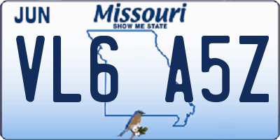 MO license plate VL6A5Z