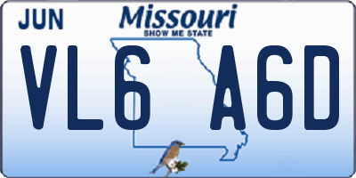 MO license plate VL6A6D