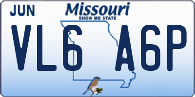 MO license plate VL6A6P