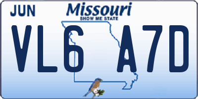 MO license plate VL6A7D