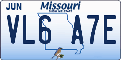 MO license plate VL6A7E