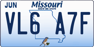 MO license plate VL6A7F