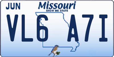 MO license plate VL6A7I