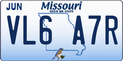 MO license plate VL6A7R