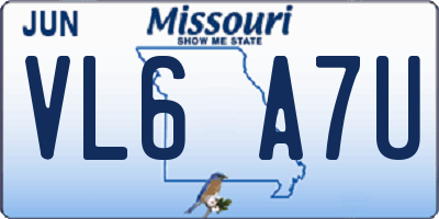 MO license plate VL6A7U