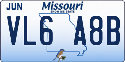 MO license plate VL6A8B