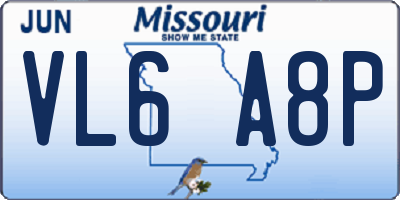 MO license plate VL6A8P