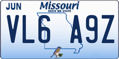 MO license plate VL6A9Z