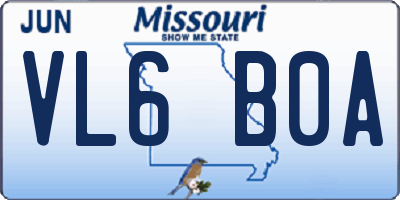 MO license plate VL6B0A