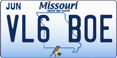 MO license plate VL6B0E