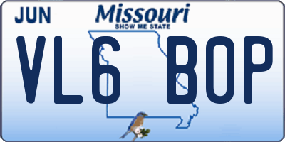 MO license plate VL6B0P