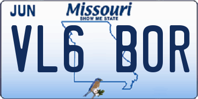 MO license plate VL6B0R