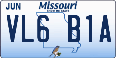 MO license plate VL6B1A