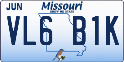 MO license plate VL6B1K