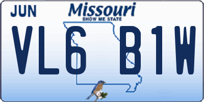 MO license plate VL6B1W