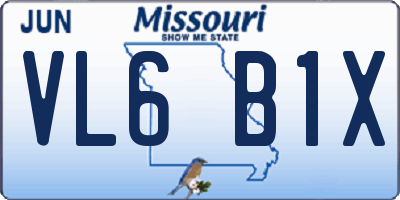 MO license plate VL6B1X