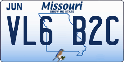 MO license plate VL6B2C