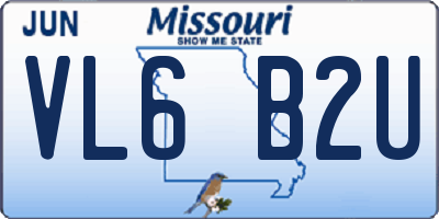MO license plate VL6B2U