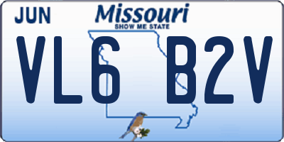 MO license plate VL6B2V