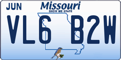 MO license plate VL6B2W