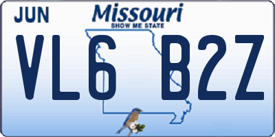 MO license plate VL6B2Z