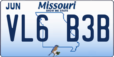 MO license plate VL6B3B