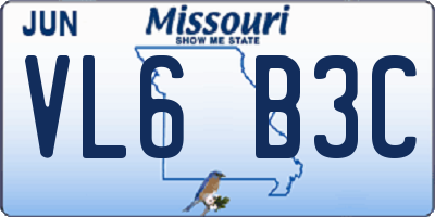 MO license plate VL6B3C