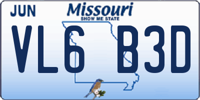 MO license plate VL6B3D