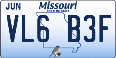 MO license plate VL6B3F