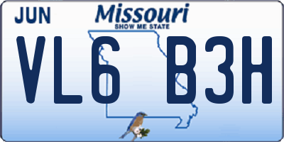 MO license plate VL6B3H