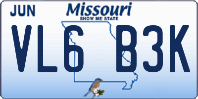 MO license plate VL6B3K