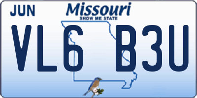 MO license plate VL6B3U