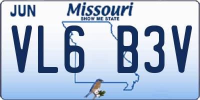 MO license plate VL6B3V