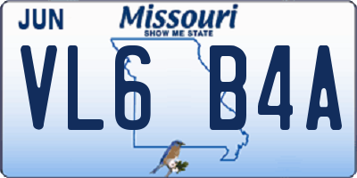 MO license plate VL6B4A