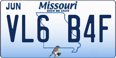 MO license plate VL6B4F