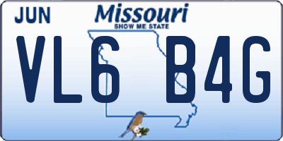MO license plate VL6B4G
