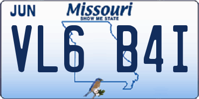 MO license plate VL6B4I
