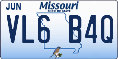MO license plate VL6B4Q