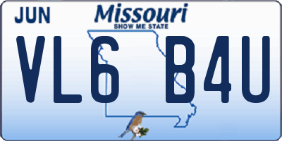 MO license plate VL6B4U
