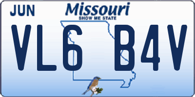 MO license plate VL6B4V