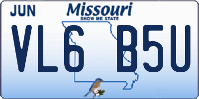 MO license plate VL6B5U