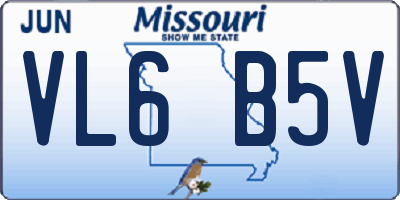 MO license plate VL6B5V