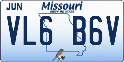 MO license plate VL6B6V