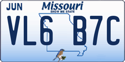 MO license plate VL6B7C