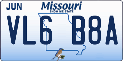 MO license plate VL6B8A