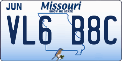 MO license plate VL6B8C